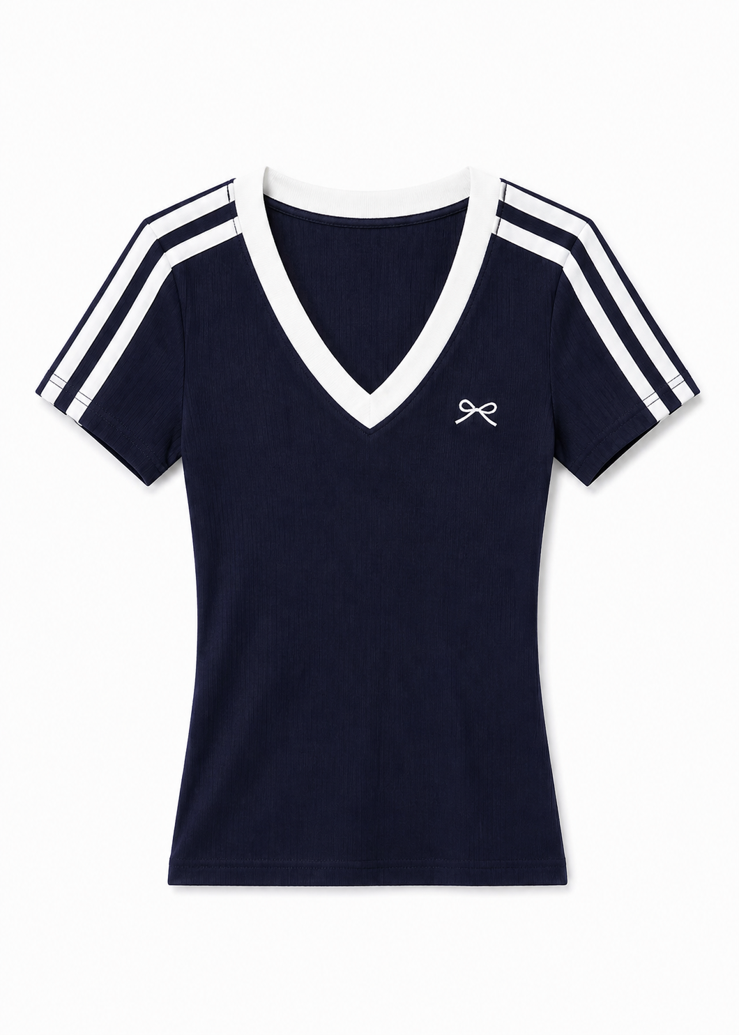 Ribbon Line V-Neck トップス