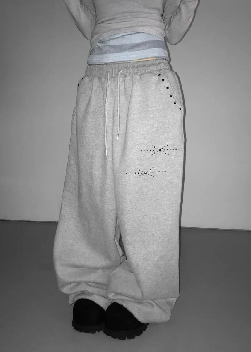 Studded Wide-Leg Sweatpants