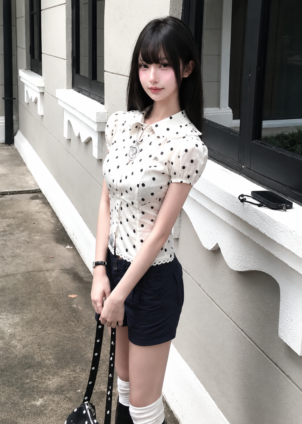Polka Lace Puff ブラウス