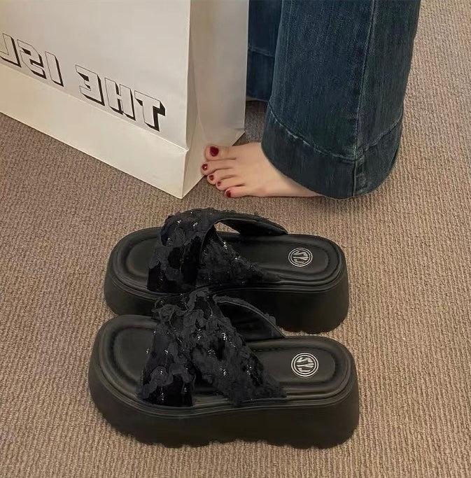Rose Lace Platform Sandals +8cm