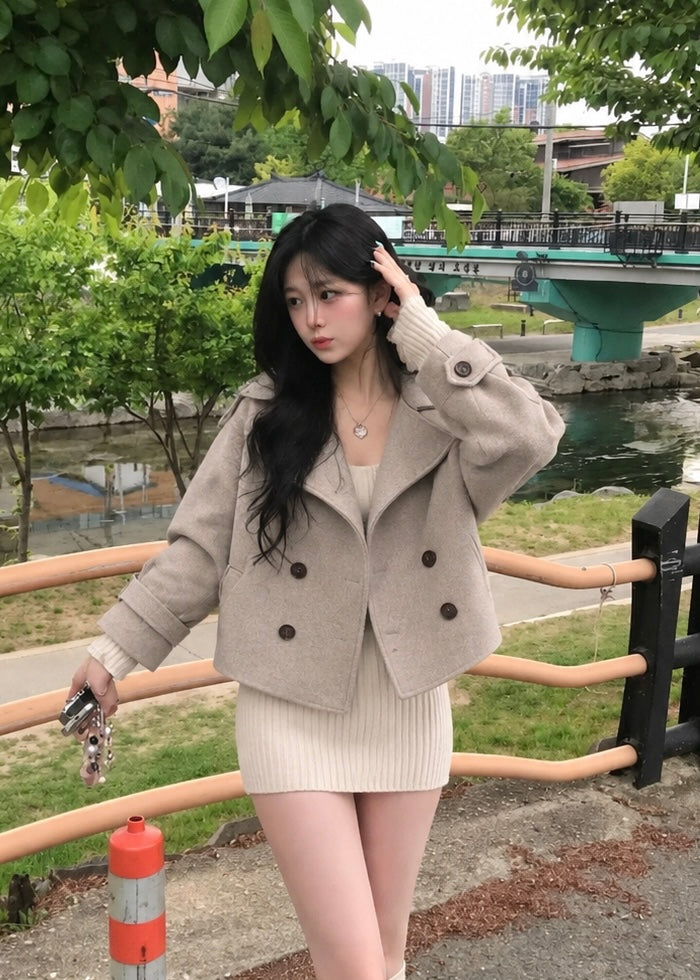 Noir Cropped Pea Coat
