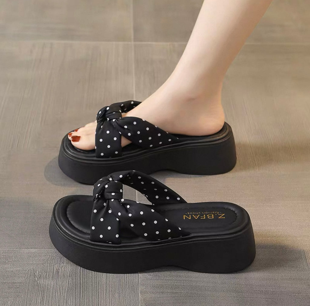 PolkaDot Ribbon Platform Sandals