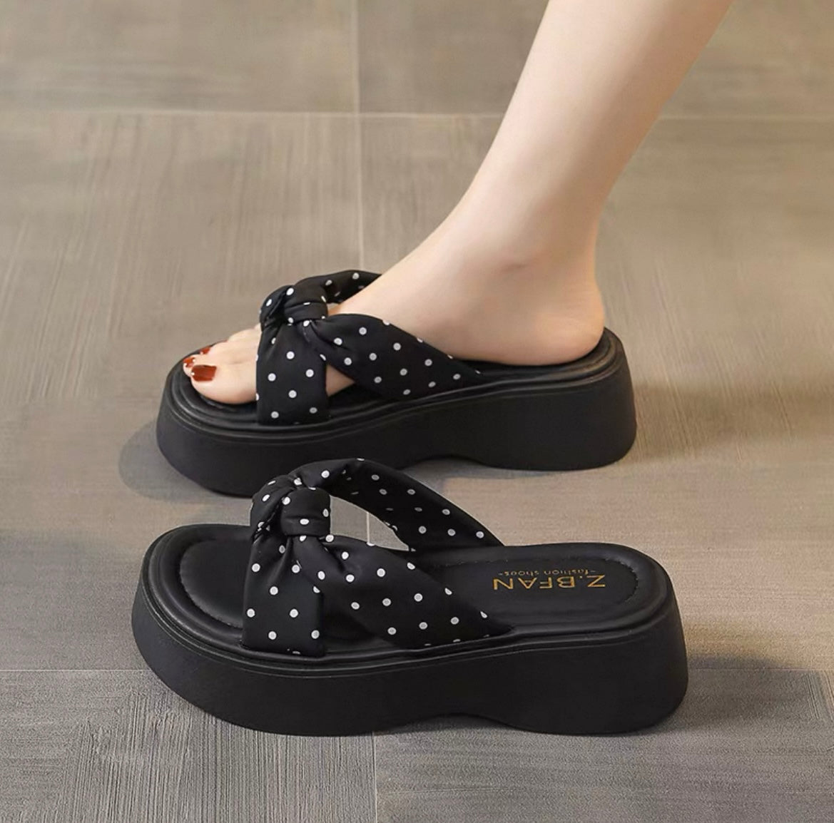 PolkaDot Ribbon Platform Sandals