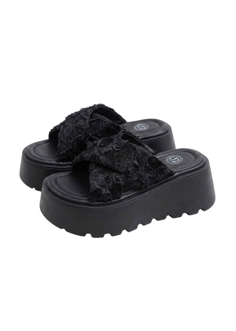 Rose Lace Platform Sandals +8cm