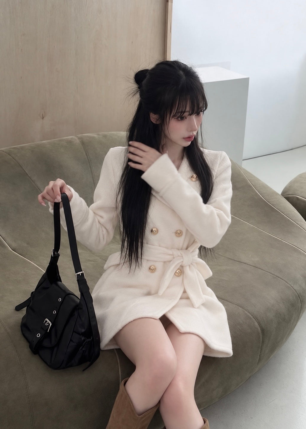 Velisse Belted Double Coat