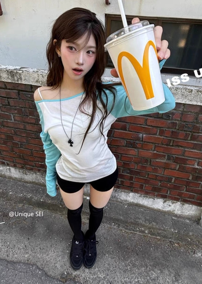 Sky Line Raglan トップス