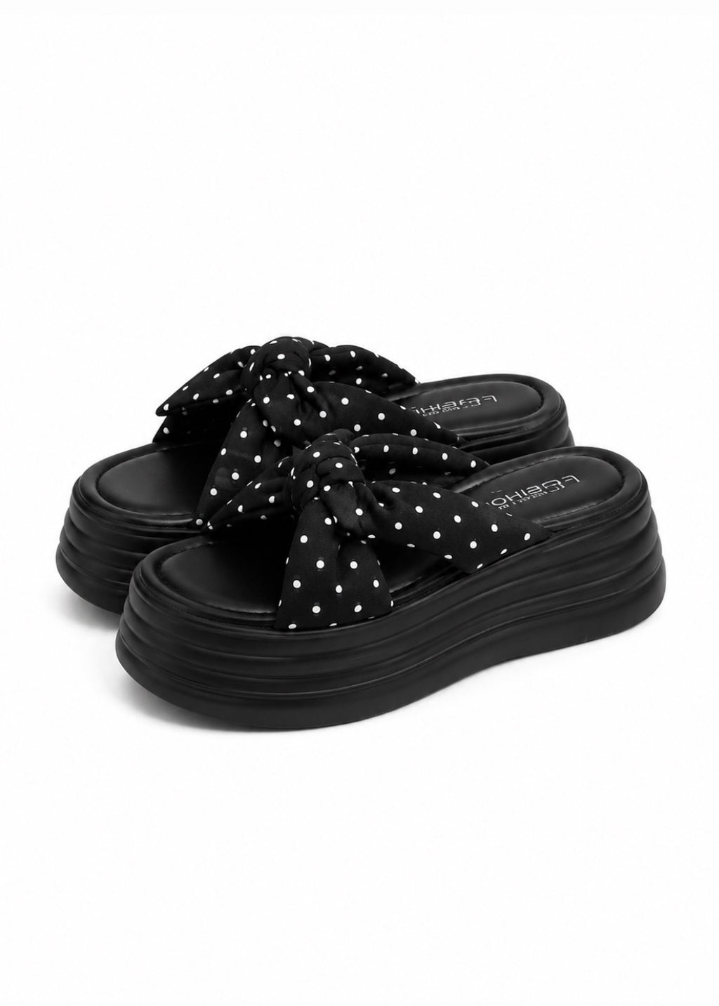 Polka Ribbon Platform Sandals +7cm