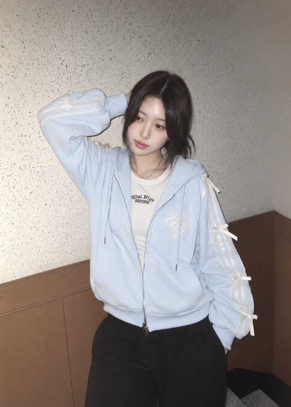 Velyne Ribbon Lace Hoodie