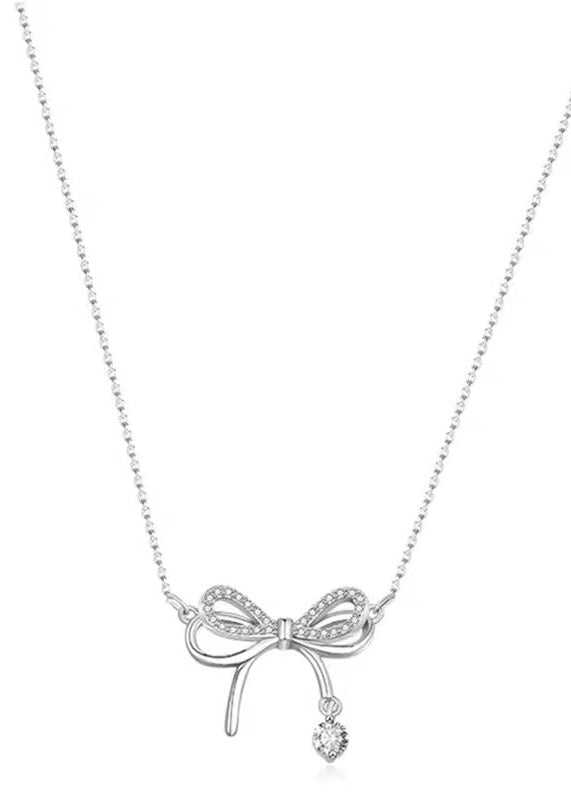 Sparkling Ribbon Drop Necklace