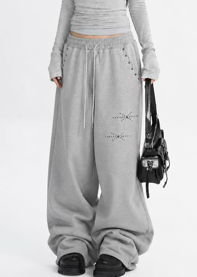 Studded Wide-Leg Sweatpants