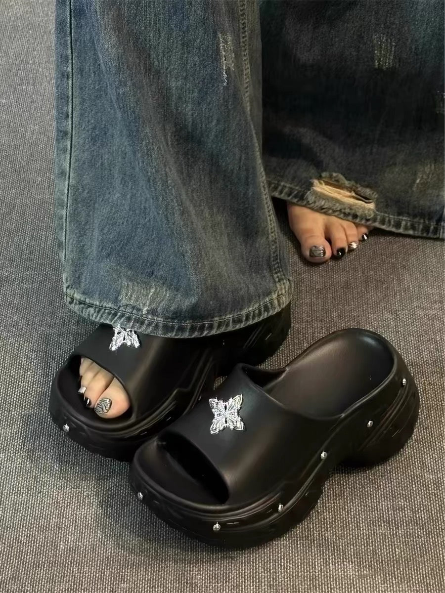 Y2K-Chrome-Butterfly Sandals +8cm