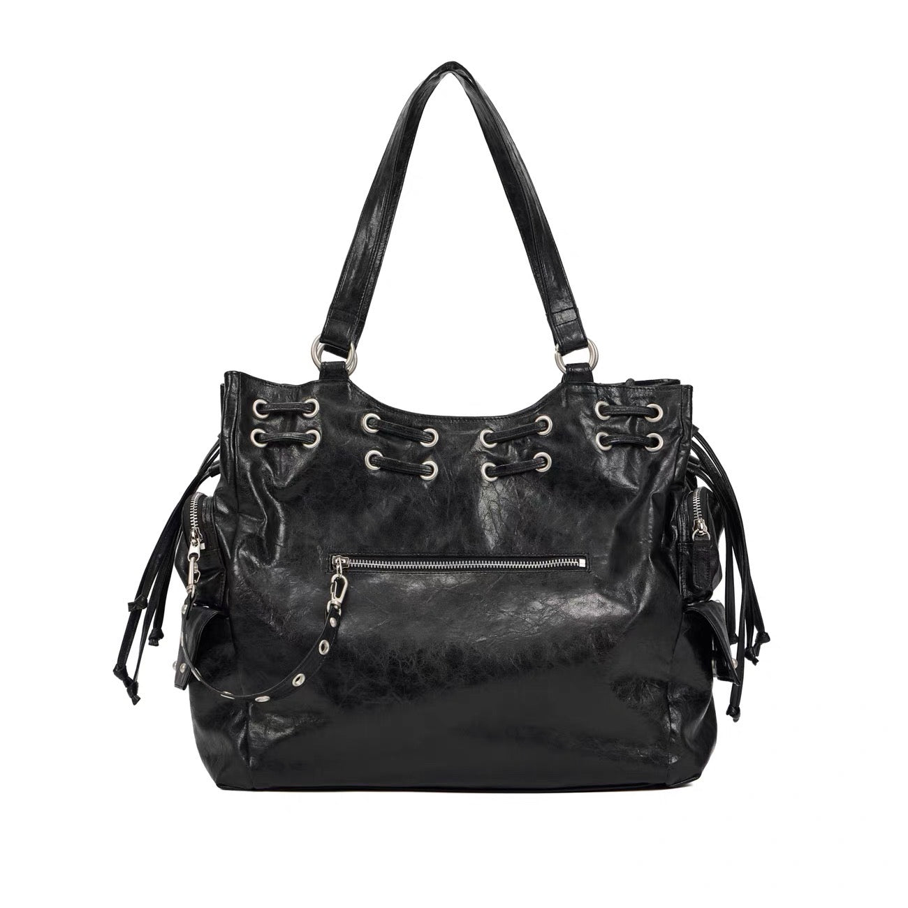 Leather race アップチェーントートバッグ