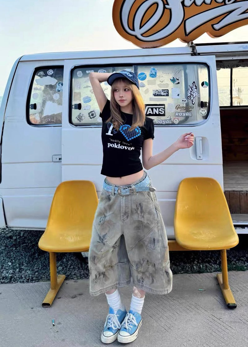 Pixel Heart Love Tシャツ