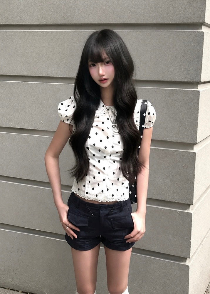 Polka Lace Puff ブラウス
