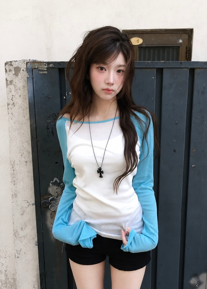 Sky Line Raglan トップス