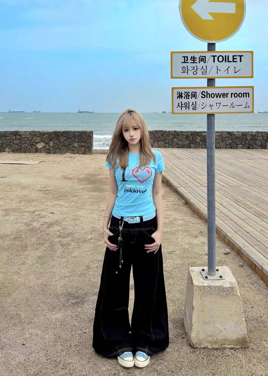 Pixel Heart Love Tシャツ