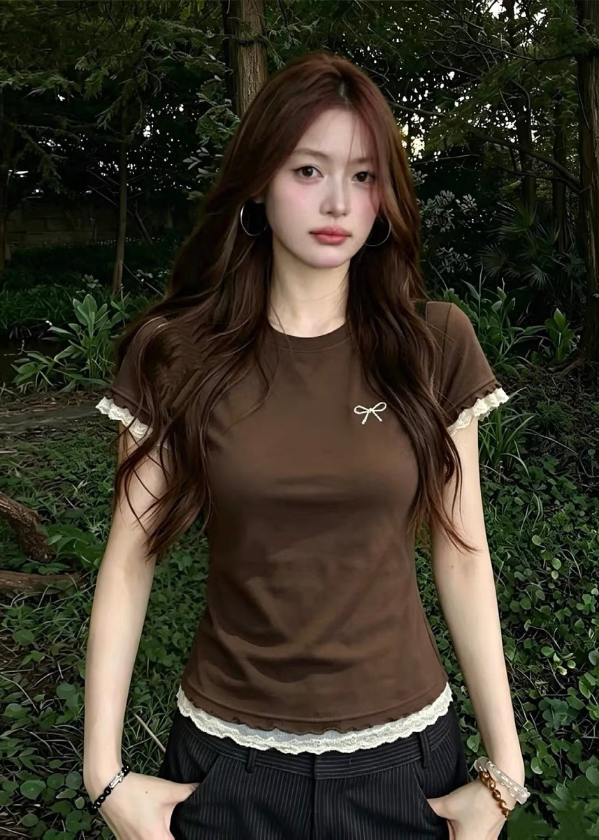 Ribbon Lace T-シャツ