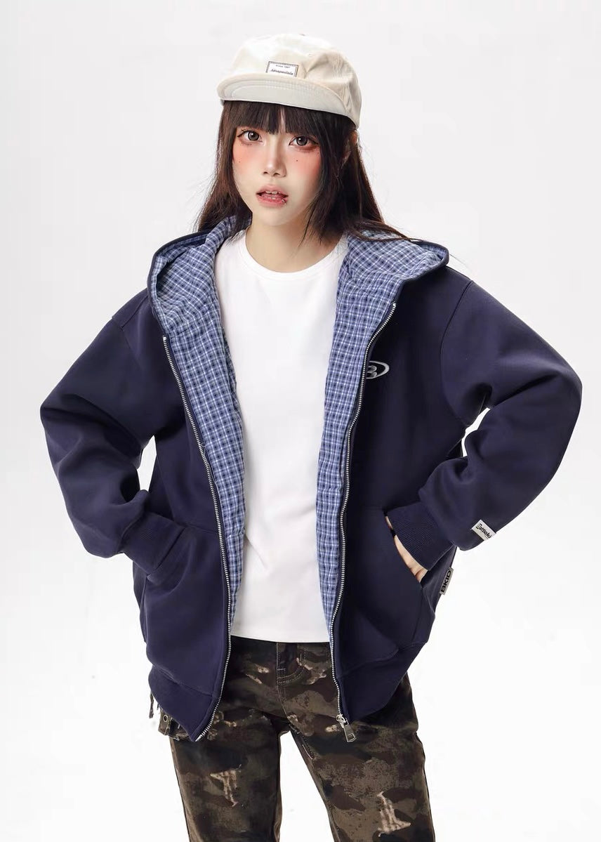 Shadow Plaid Shell Zip Parker