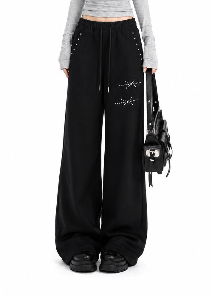 Studded Wide-Leg Sweatpants