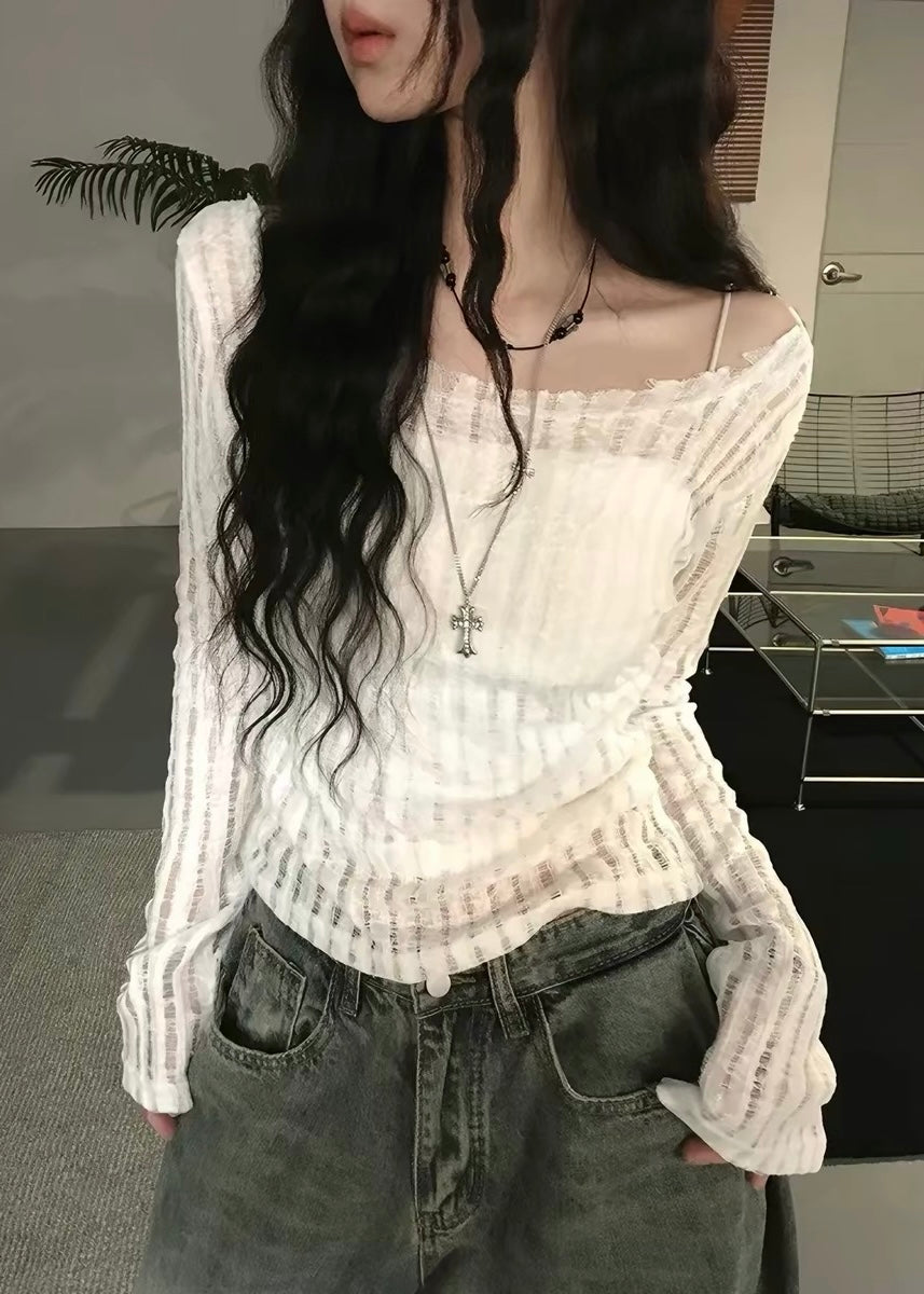 Sheer Stripe Knit トップス