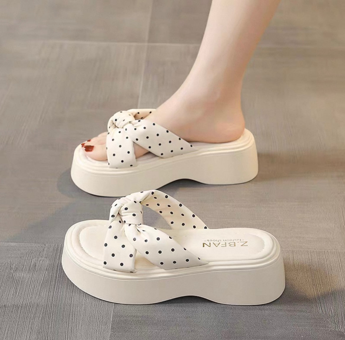 PolkaDot Ribbon Platform Sandals