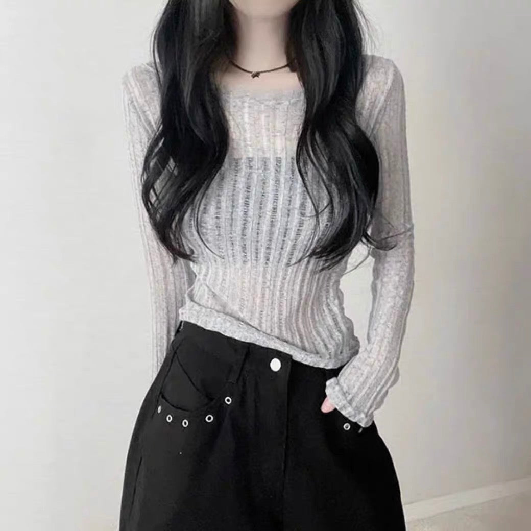 Sheer Stripe Knit トップス