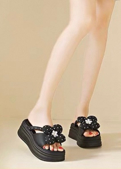 Polka Bloom Platform Sandals