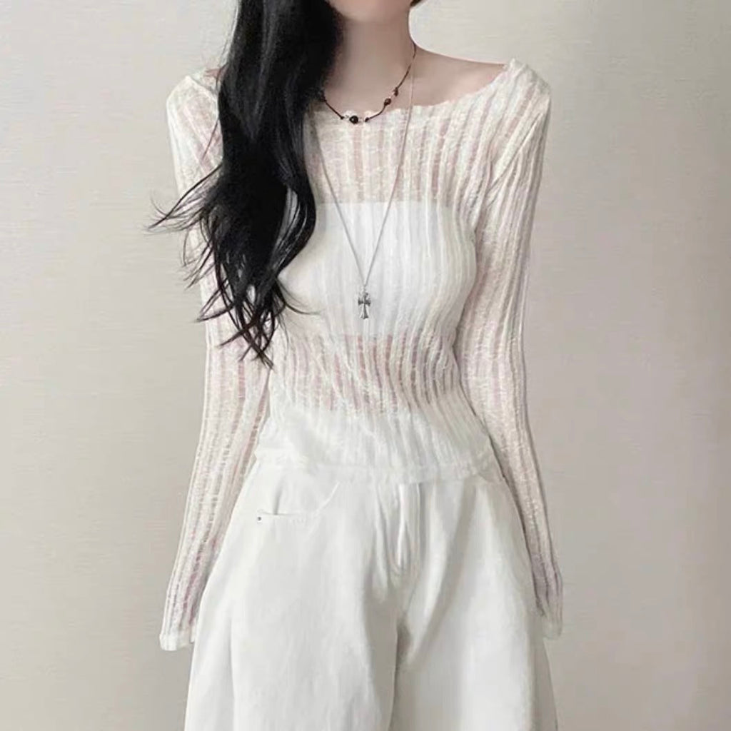 Sheer Stripe Knit トップス