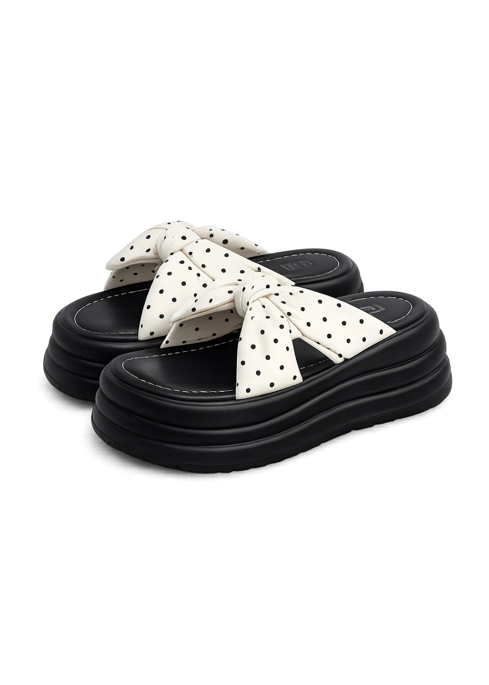 Polka Ribbon Platform Sandals +7cm
