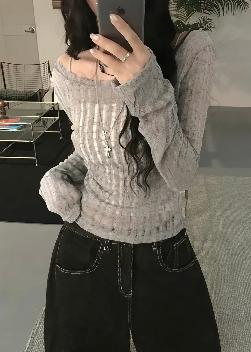 Sheer Stripe Knit トップス