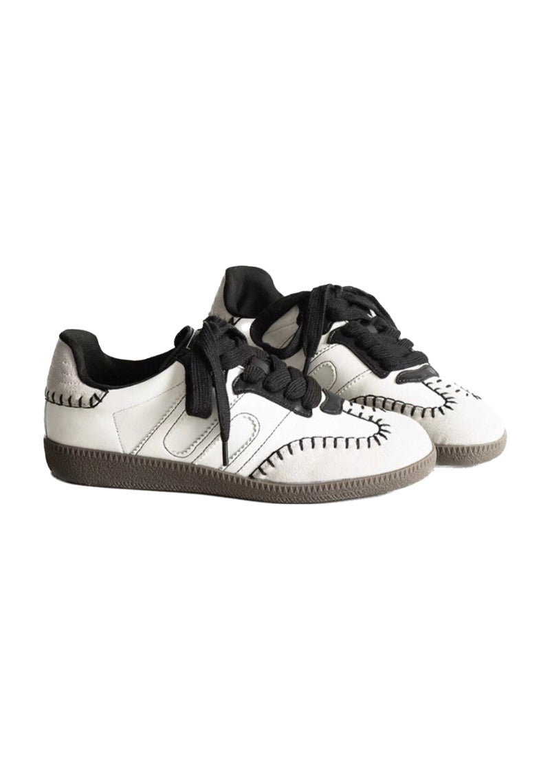 Black Hand-Stitched Low Sneakers