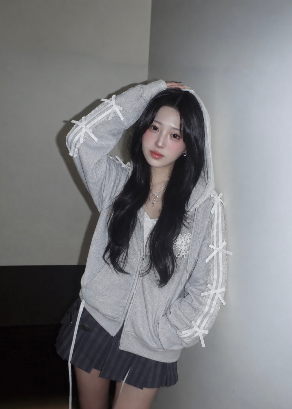 Velyne Ribbon Lace Hoodie