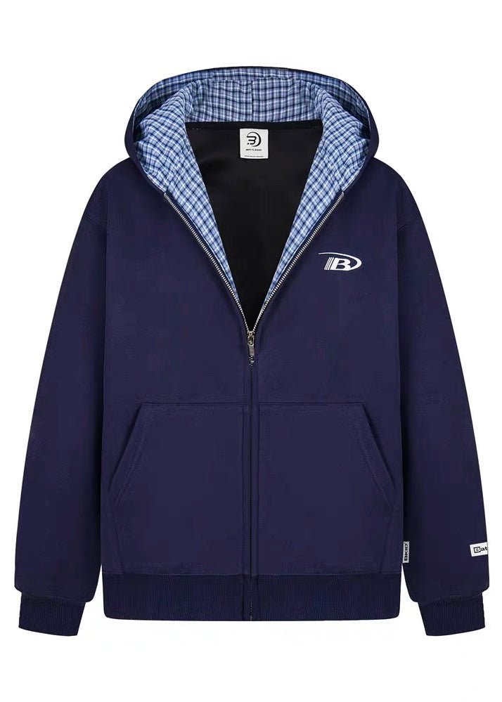 Shadow Plaid Shell Zip Parker