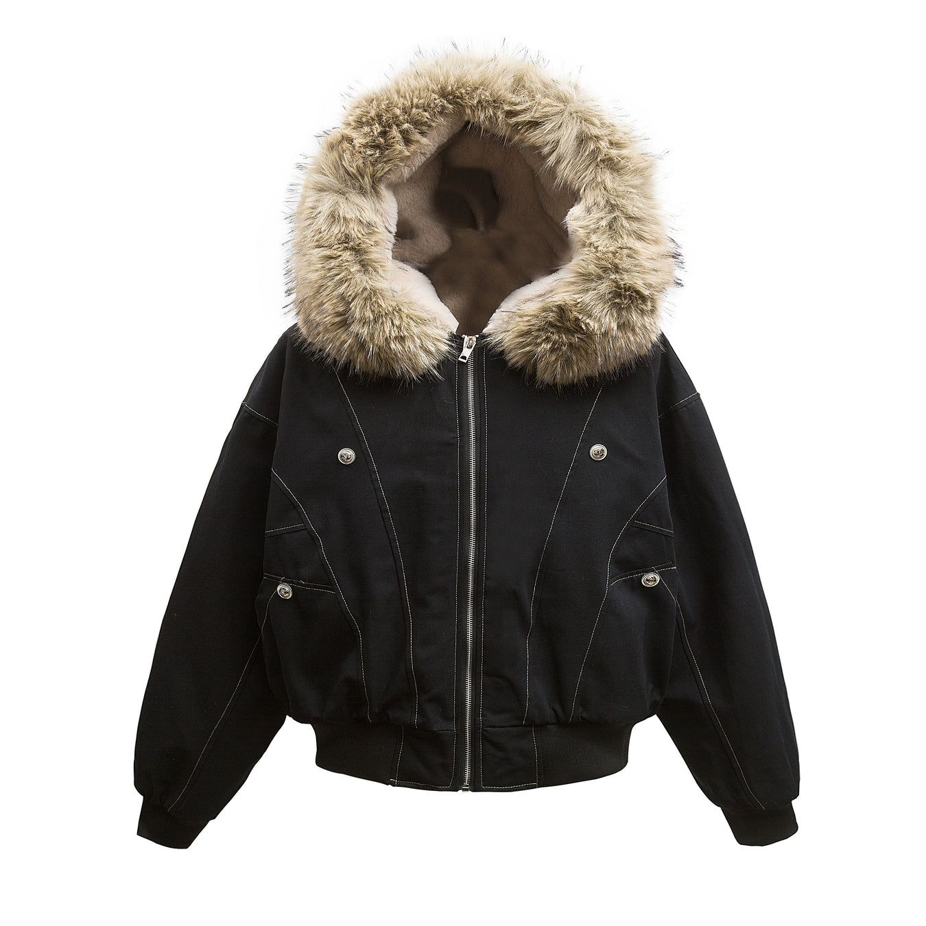 FUR FRAME HOOD JACKET