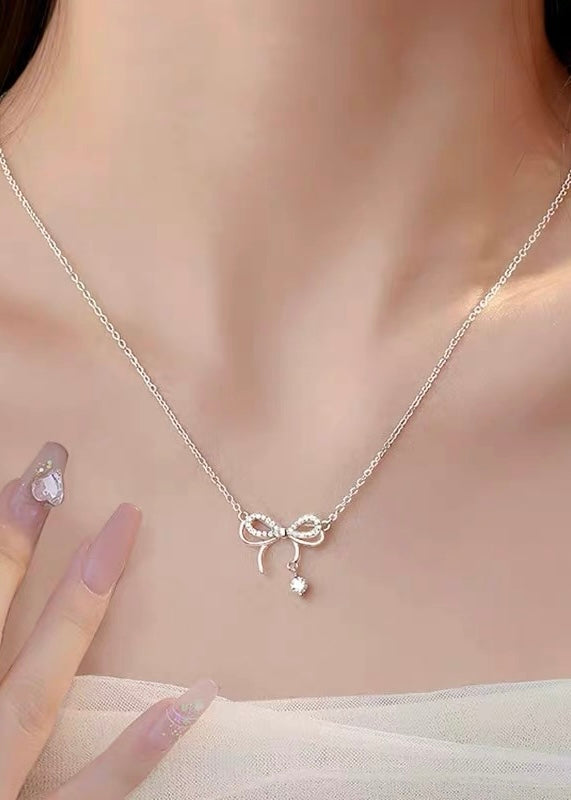 Sparkling Ribbon Drop Necklace