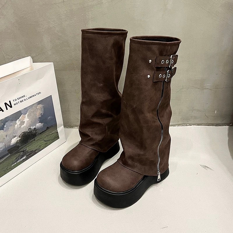 Veyra Buckle Platform Boots