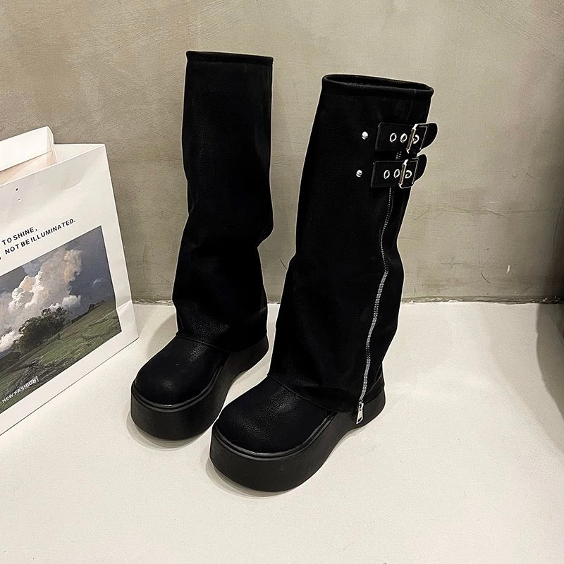 Veyra Buckle Platform Boots