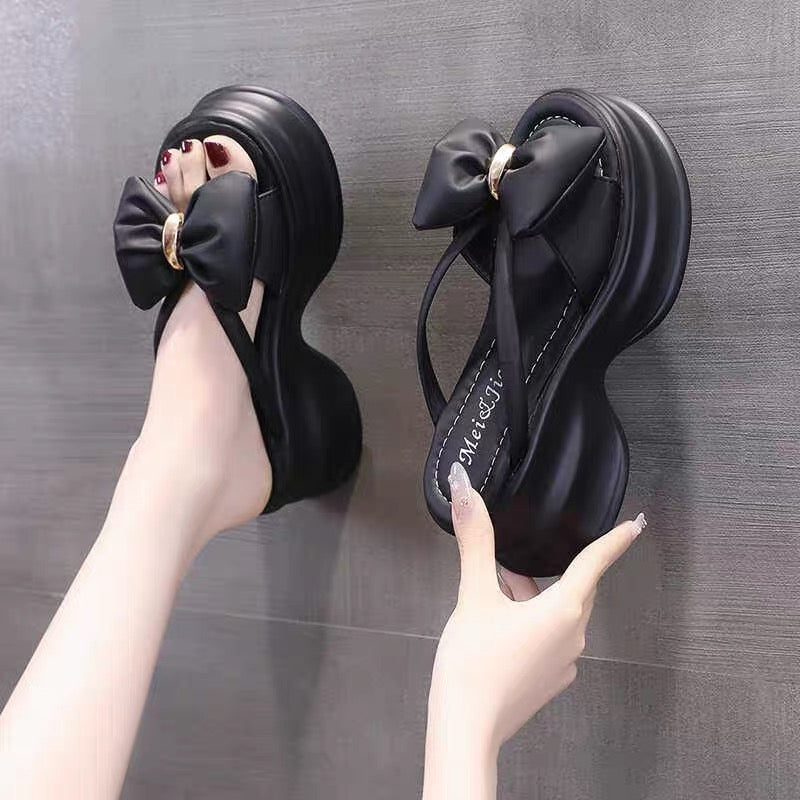 Golden Ribbon Platform Sandals