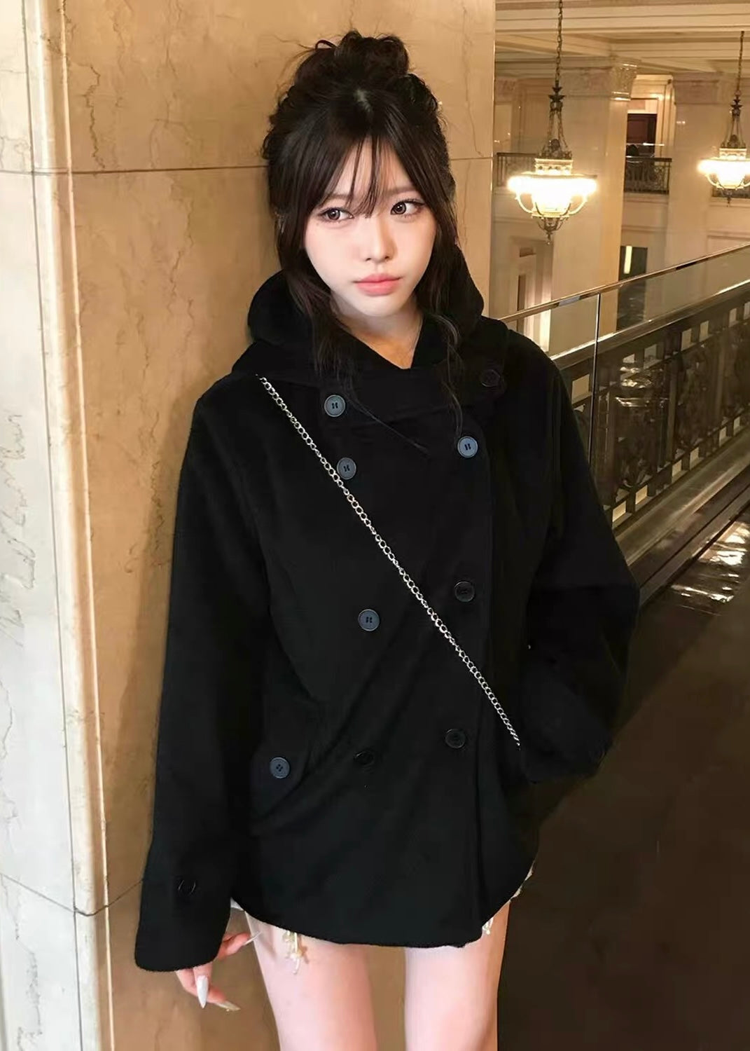 VELMIRA HOODED DOUBLE BUTTON COAT