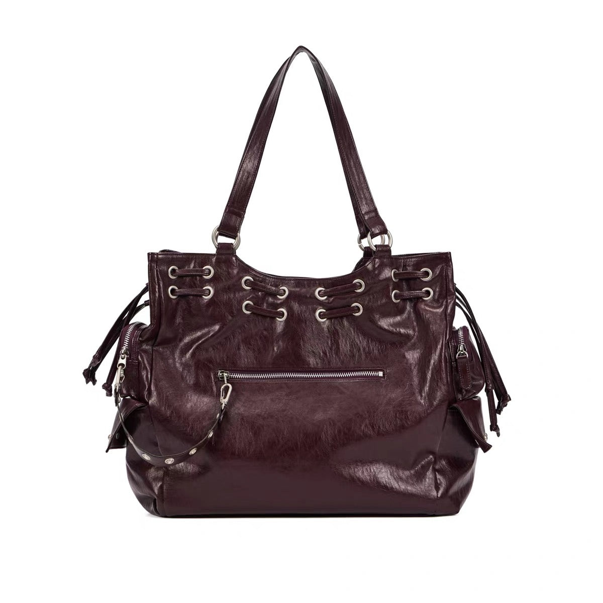 Leather race アップチェーントートバッグ