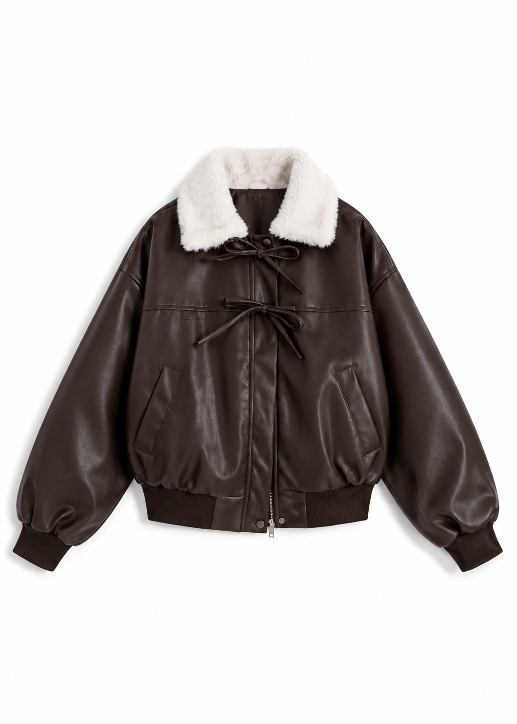 Veyra Fur Ribbon Leather Jacket
