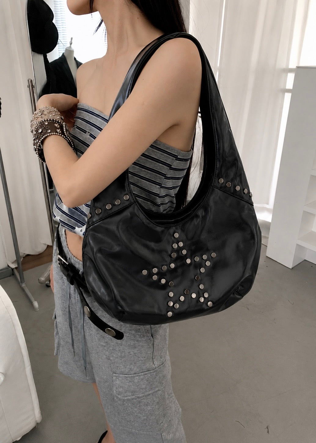 Star Stud Hobo Bag
