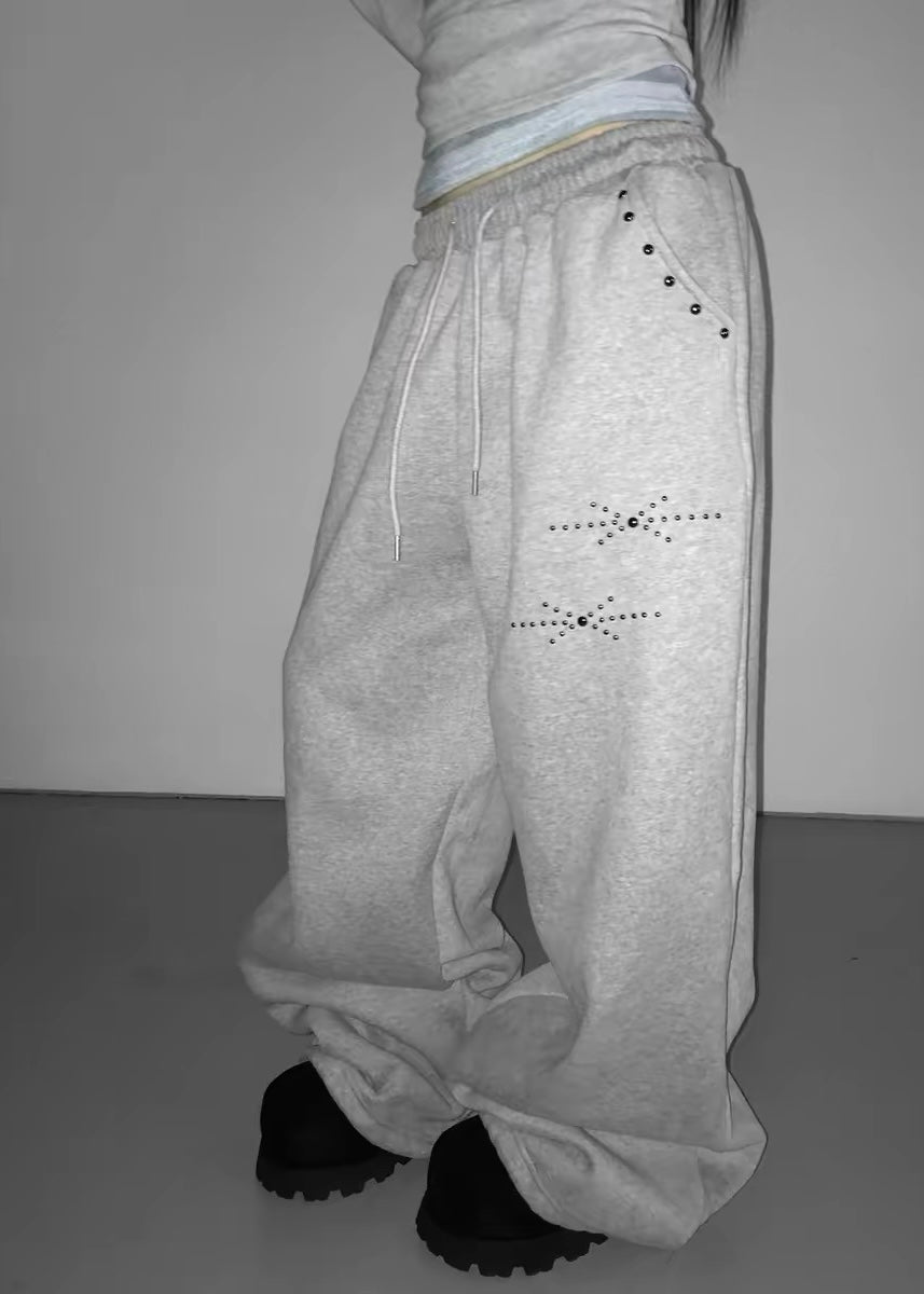 Studded Wide-Leg Sweatpants