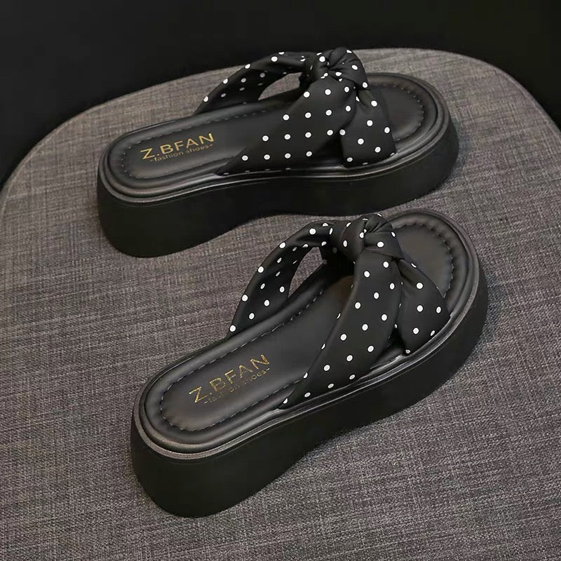 PolkaDot Ribbon Platform Sandals
