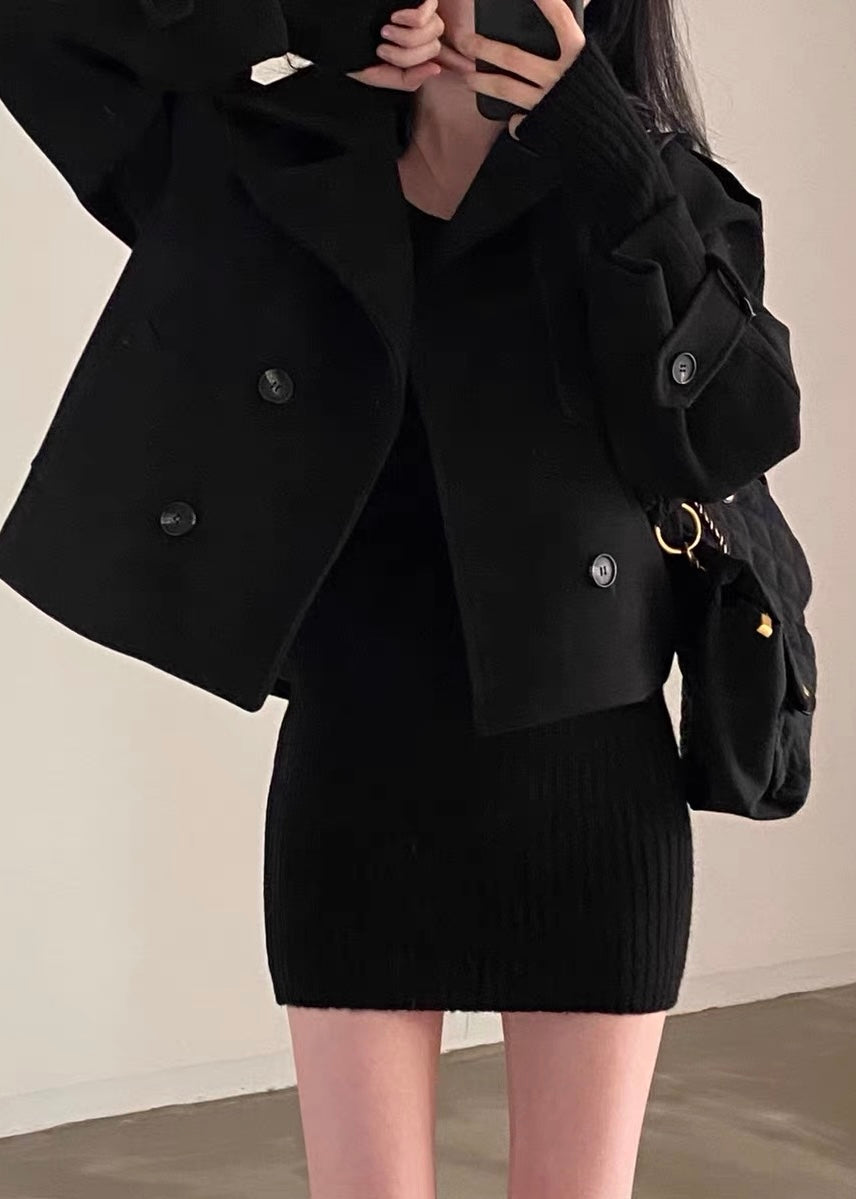 Noir Cropped Pea Coat