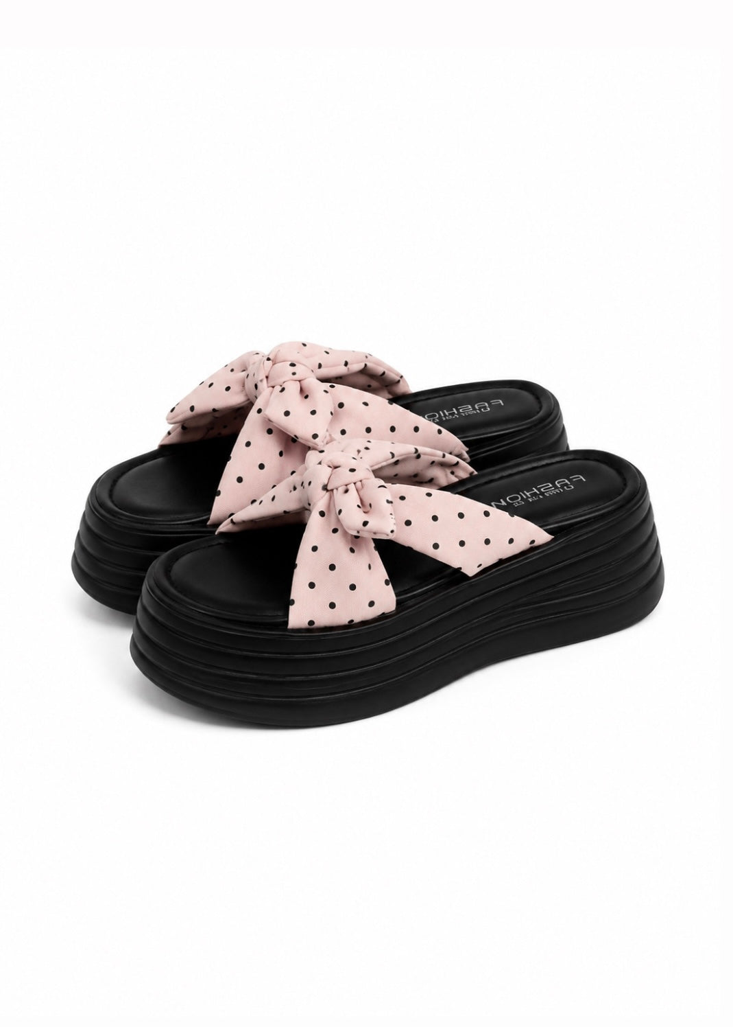 Polka Ribbon Platform Sandals +7cm