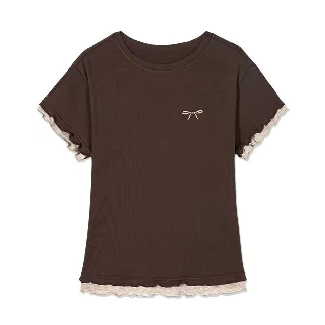 Ribbon Lace T-シャツ