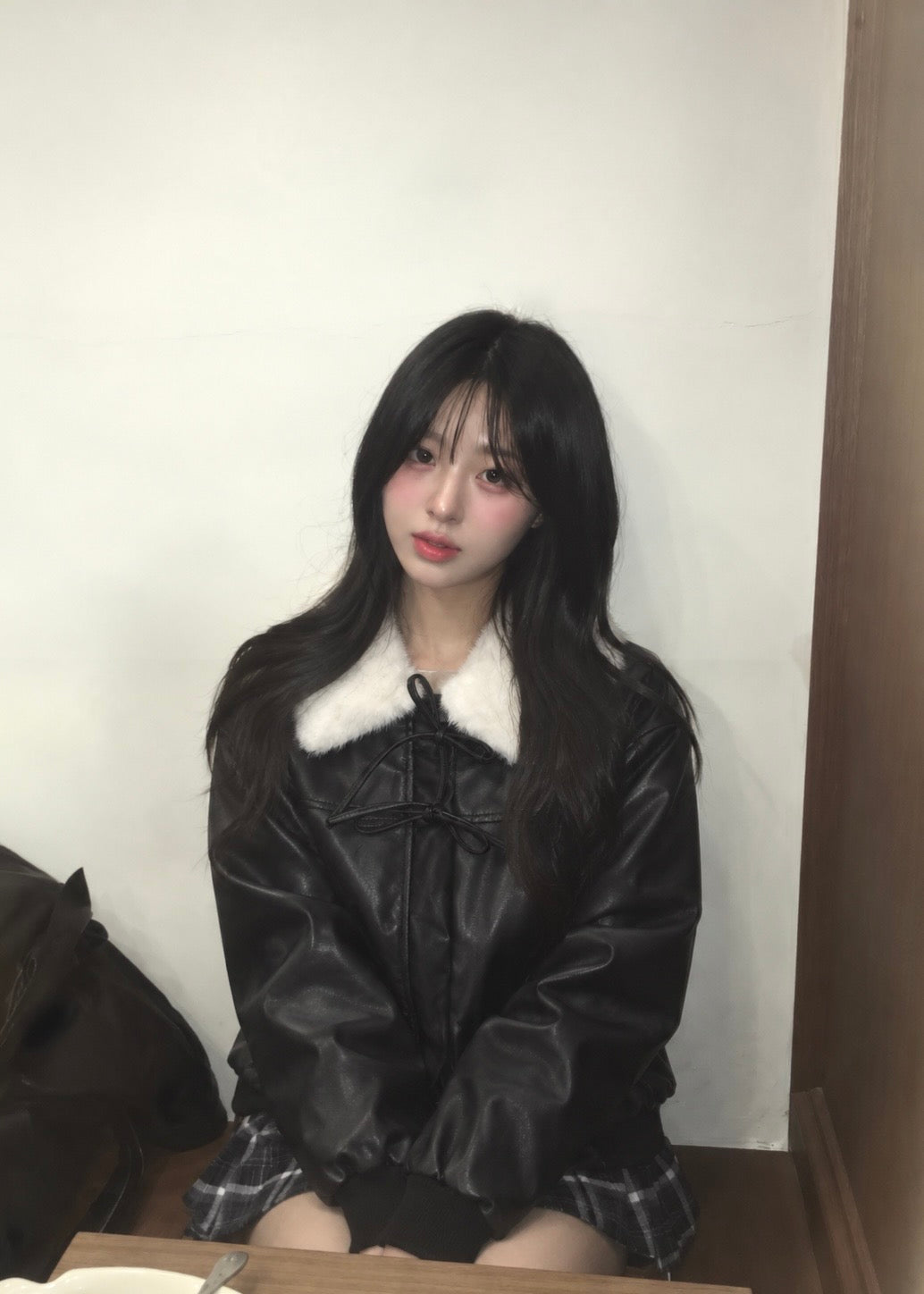 Veyra Fur Ribbon Leather Jacket