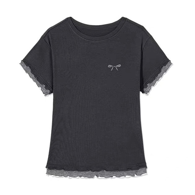Ribbon Lace T-シャツ