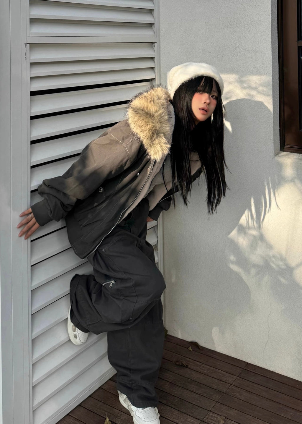 FUR FRAME HOOD JACKET